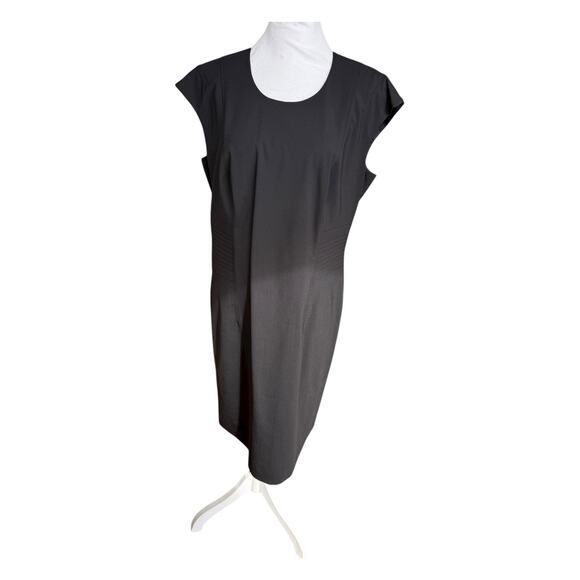 Boss Hugo Boss Womens Cap Sleeve Side Panel Sheath Dress Black Size 12 Office - Picture 3 of 16